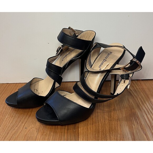 Pierre Dumas Shoes Womens Size 8 Black Strappy High Heel Sandals Sexy Dressy - Picture 3 of 9